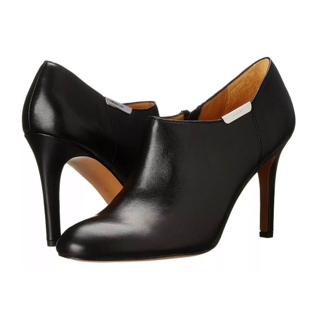Coach Seneca Leather Ankle Bootie Shoe Heel Black